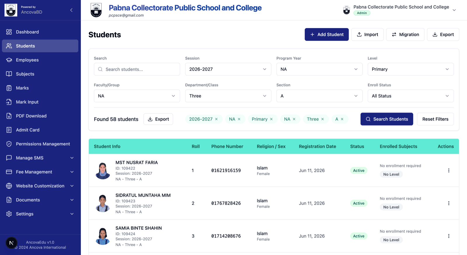 Student directory